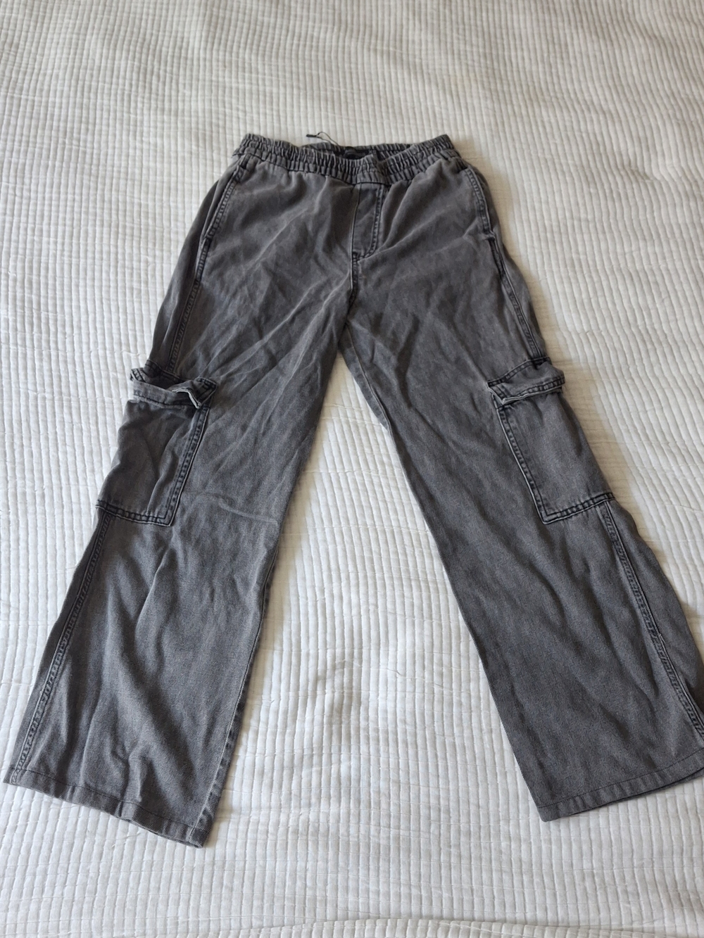 stradivarius Gray Women's Cargo Pants with Elastic Waist
